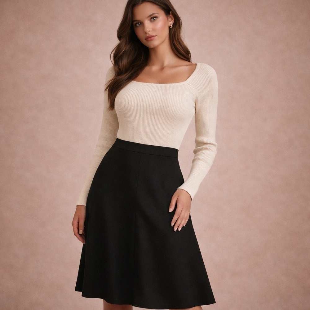 DKNY Black Asymmetrical A-Line Skirt Minimalist Designer Skirt Size 6